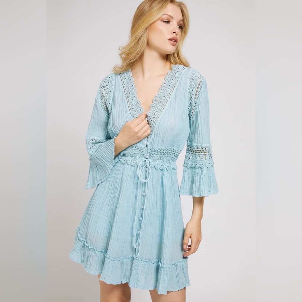 Guess Reya Gauze Dress in Blue